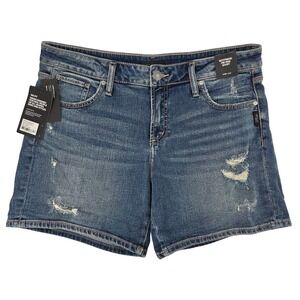 Silver Jeans Co Boyfriend Short 30 Indigo Distressed Mid Rise Casual Summer 90's